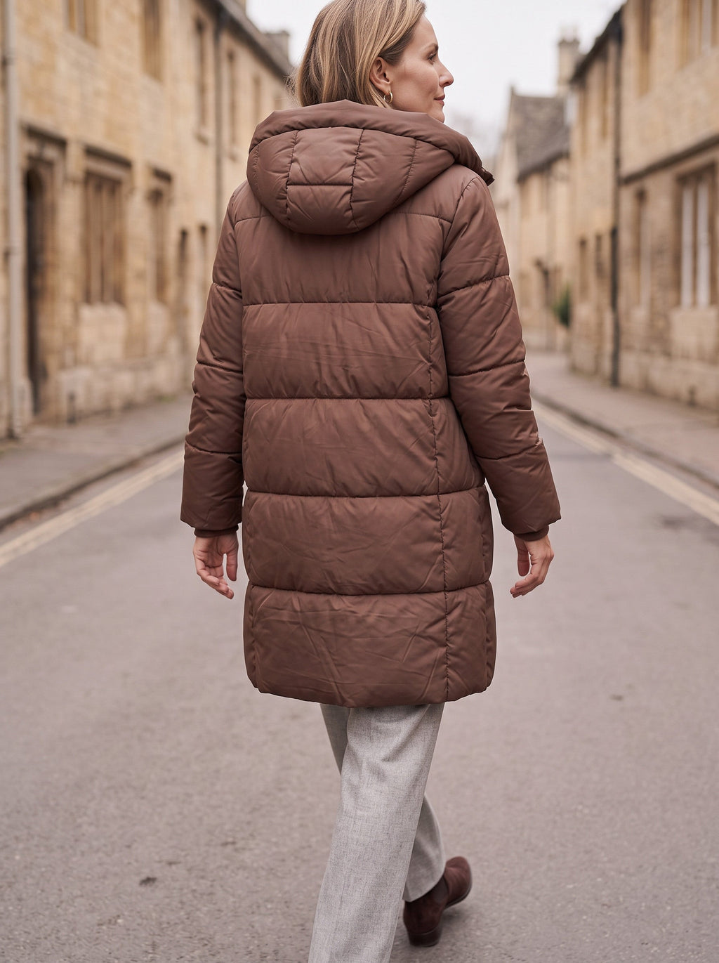 Chanquilten Hooded Longline Puffer Jacket – Padded Winter Women Warm Casual Everyday Coat Jacket
