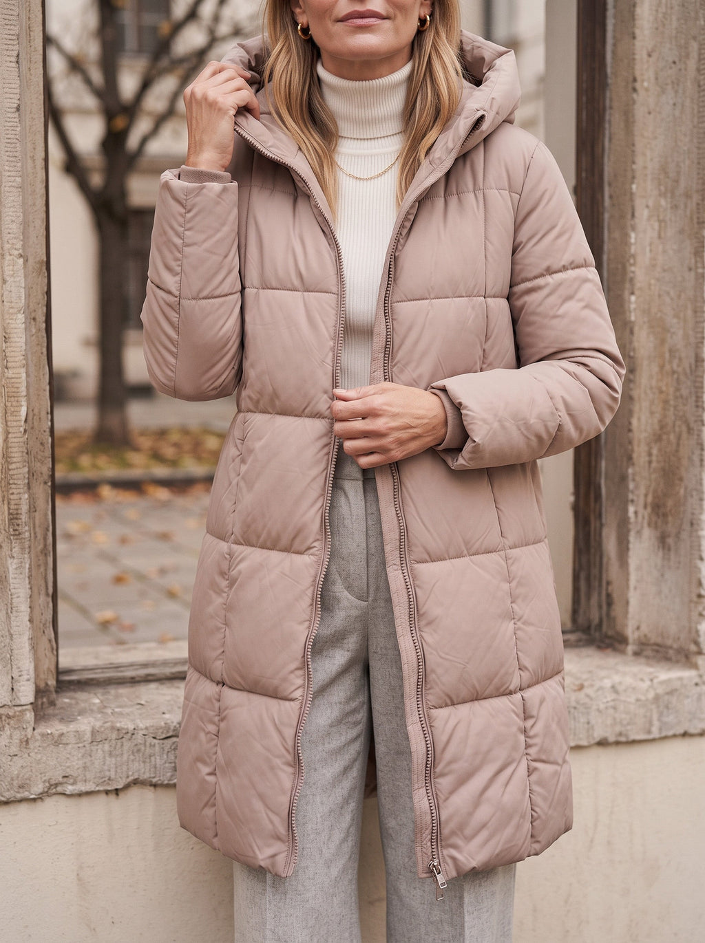 Chanquilten Hooded Longline Puffer Jacket – Padded Winter Women Warm Casual Everyday Coat Jacket