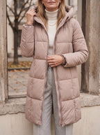 Chanquilten Hooded Longline Puffer Jacket – Padded Winter Women Warm Casual Everyday Coat Jacket