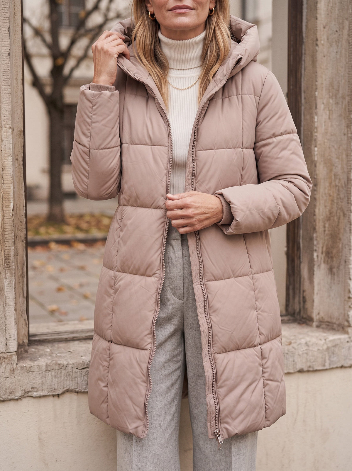 Chanquilten Hooded Longline Puffer Jacket – Padded Winter Women Warm Casual Everyday Coat Jacket