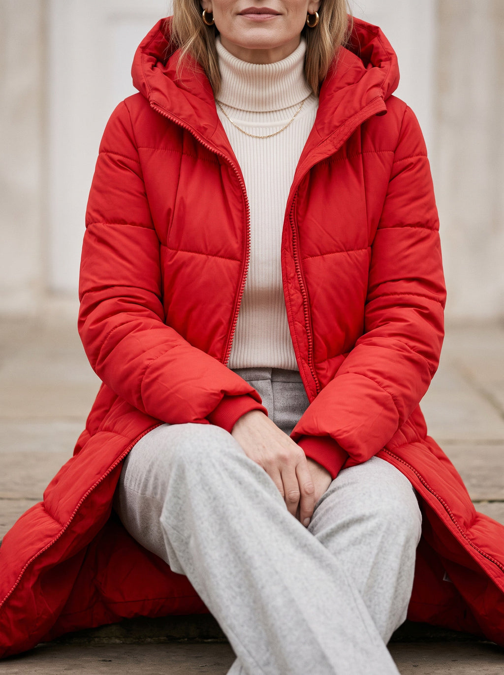Chanquilten Hooded Longline Puffer Jacket – Padded Winter Women Warm Casual Everyday Coat Jacket