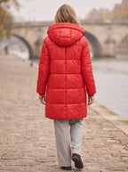 Chanquilten Hooded Longline Puffer Jacket – Padded Winter Women Warm Casual Everyday Coat Jacket