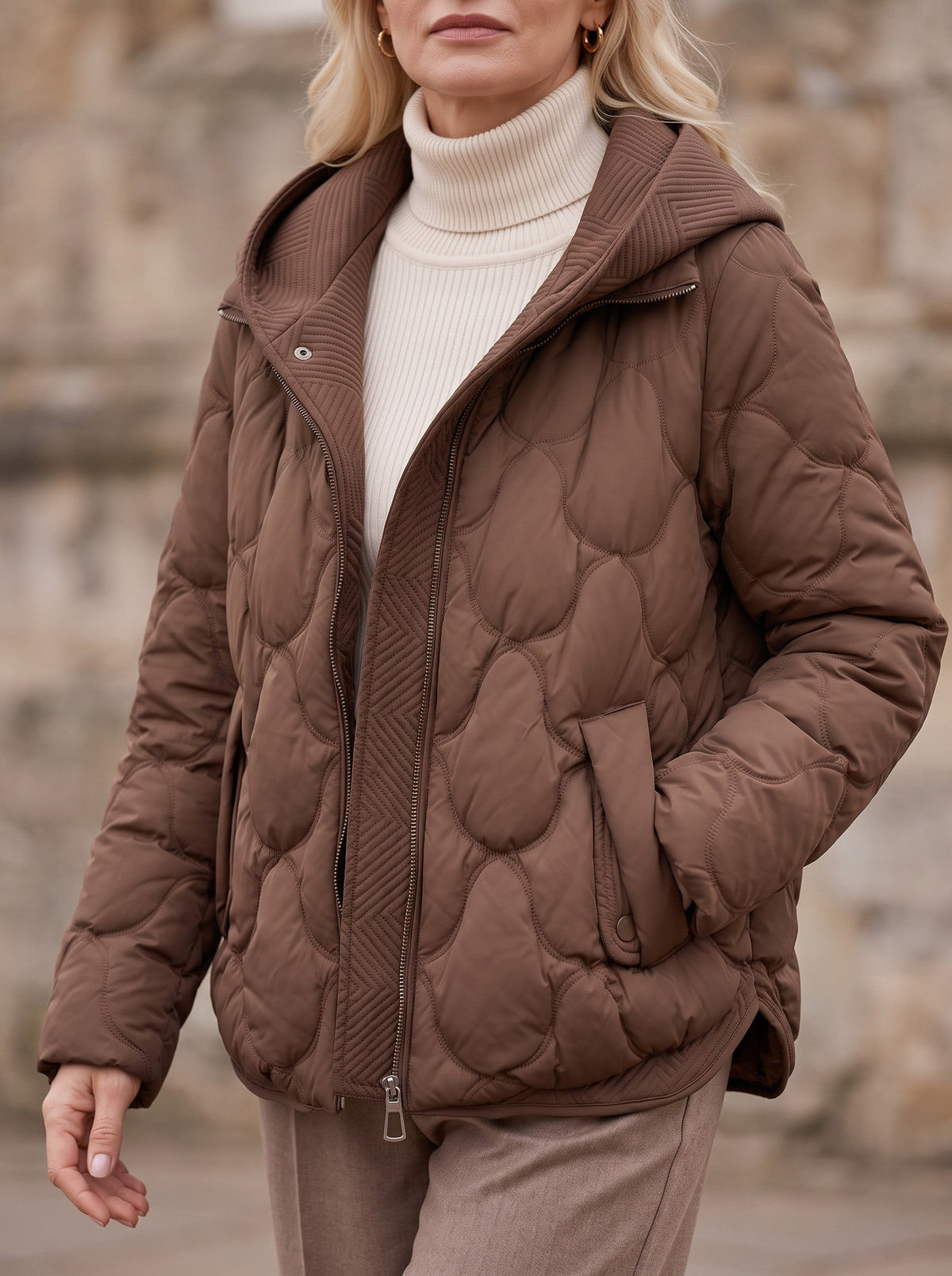 Scalve Quilted Padded Hooded Jacket – Women Padded Coat Ladies Quilted Jacket Casual Winter Outerwear