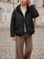 Scalve Quilted Padded Hooded Jacket – Women Padded Coat Ladies Quilted Jacket Casual Winter Outerwear