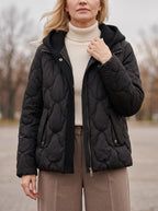 Scalve Quilted Padded Hooded Jacket – Women Padded Coat Ladies Quilted Jacket Casual Winter Outerwear
