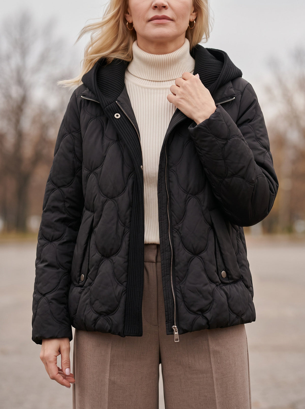 Scalve Quilted Padded Hooded Jacket – Women Padded Coat Ladies Quilted Jacket Casual Winter Outerwear