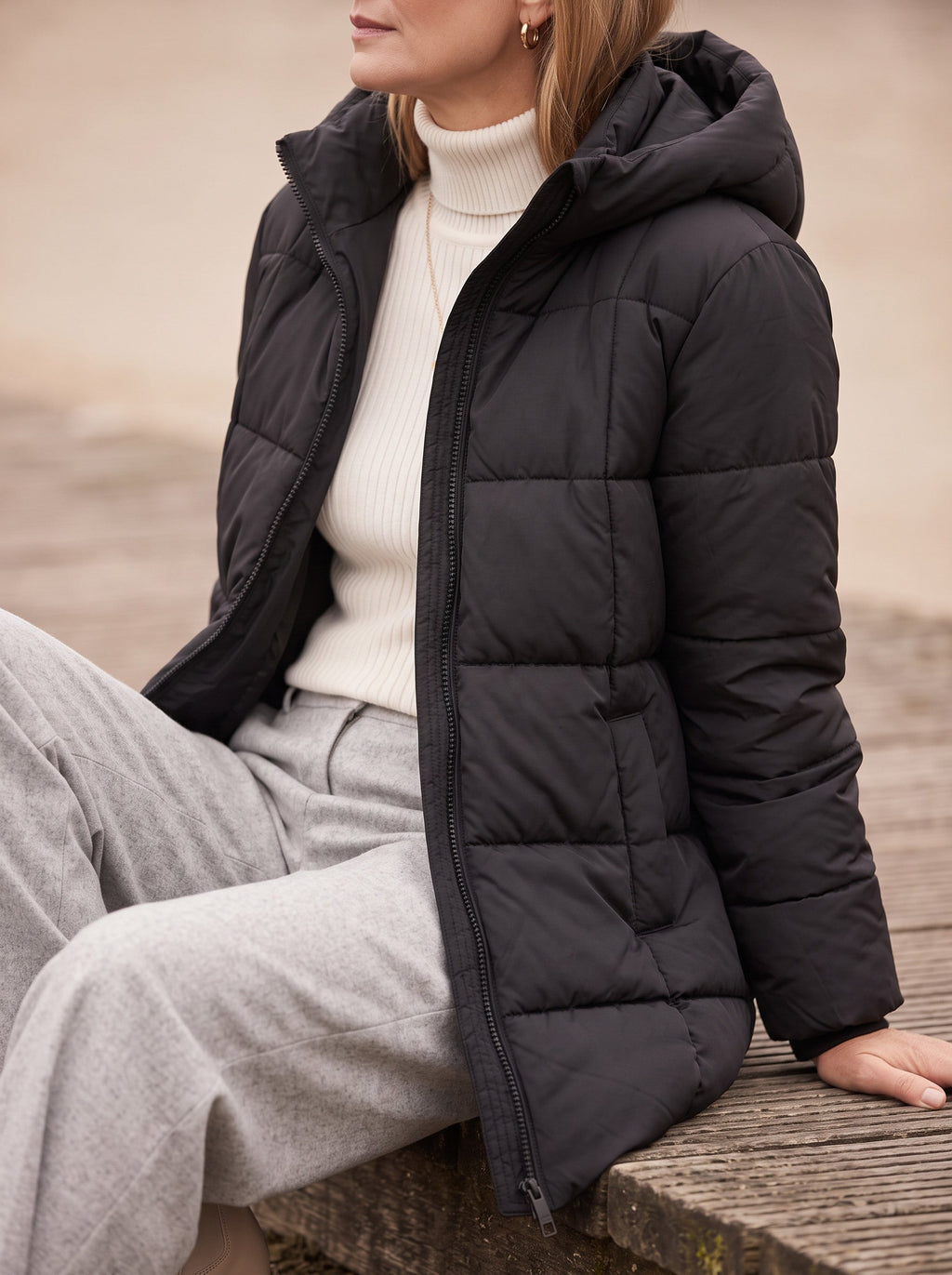 Chanquilten Hooded Longline Puffer Jacket – Padded Winter Women Warm Casual Everyday Coat Jacket