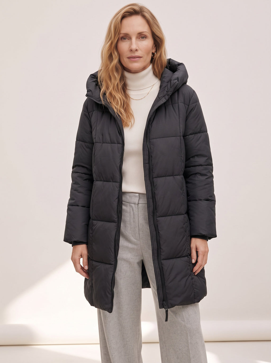 Chanquilten Hooded Longline Puffer Jacket – Padded Winter Women Warm Casual Everyday Coat Jacket