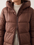 Chanquilten Hooded Longline Puffer Jacket – Padded Winter Women Warm Casual Everyday Coat Jacket