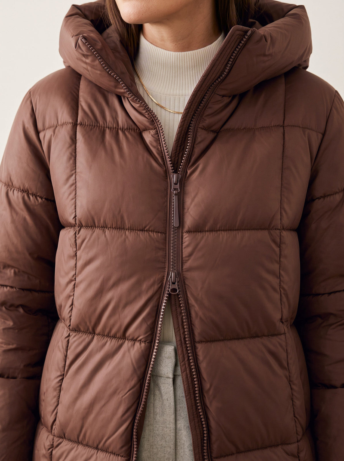 Chanquilten Hooded Longline Puffer Jacket – Padded Winter Women Warm Casual Everyday Coat Jacket