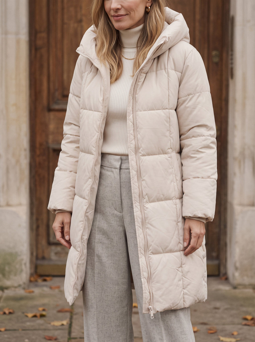 Chanquilten Hooded Longline Puffer Jacket – Padded Winter Women Warm Casual Everyday Coat Jacket