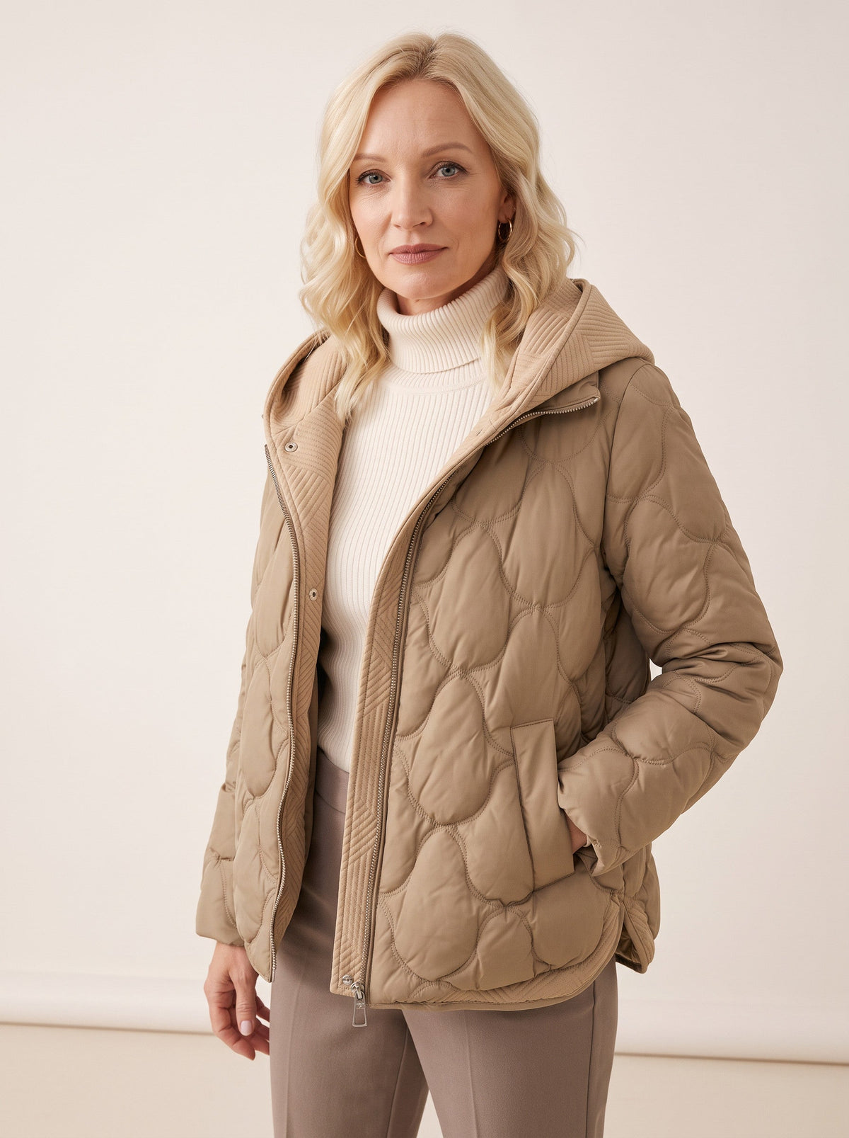 Scalve Quilted Padded Hooded Jacket – Women Padded Coat Ladies Quilted Jacket Casual Winter Outerwear