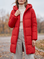 Chanquilten Hooded Longline Puffer Jacket – Padded Winter Women Warm Casual Everyday Coat Jacket