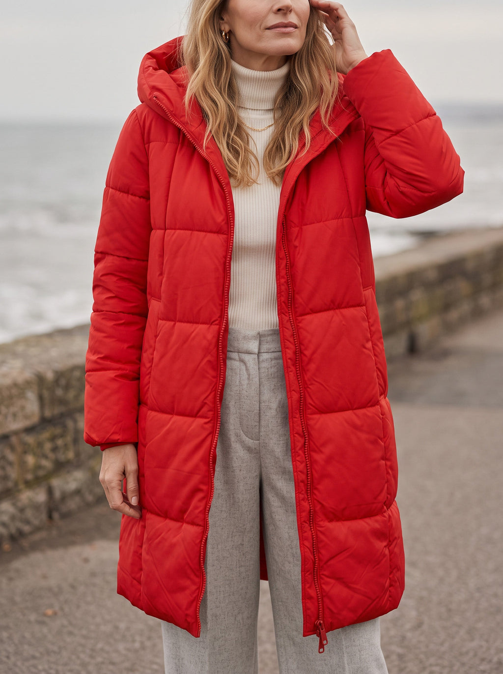 Chanquilten Hooded Longline Puffer Jacket – Padded Winter Women Warm Casual Everyday Coat Jacket