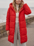Chanquilten Hooded Longline Puffer Jacket – Padded Winter Women Warm Casual Everyday Coat Jacket
