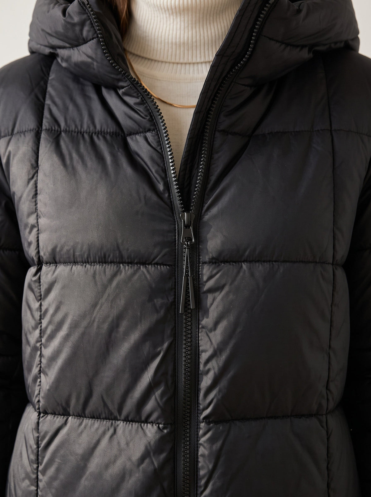 Chanquilten Hooded Longline Puffer Jacket – Padded Winter Women Warm Casual Everyday Coat Jacket