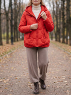 Scalve Quilted Padded Hooded Jacket – Women Padded Coat Ladies Quilted Jacket Casual Winter Outerwear