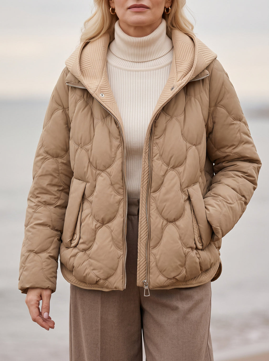 Scalve Quilted Padded Hooded Jacket – Women Padded Coat Ladies Quilted Jacket Casual Winter Outerwear