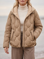 Scalve Quilted Padded Hooded Jacket – Women Padded Coat Ladies Quilted Jacket Casual Winter Outerwear