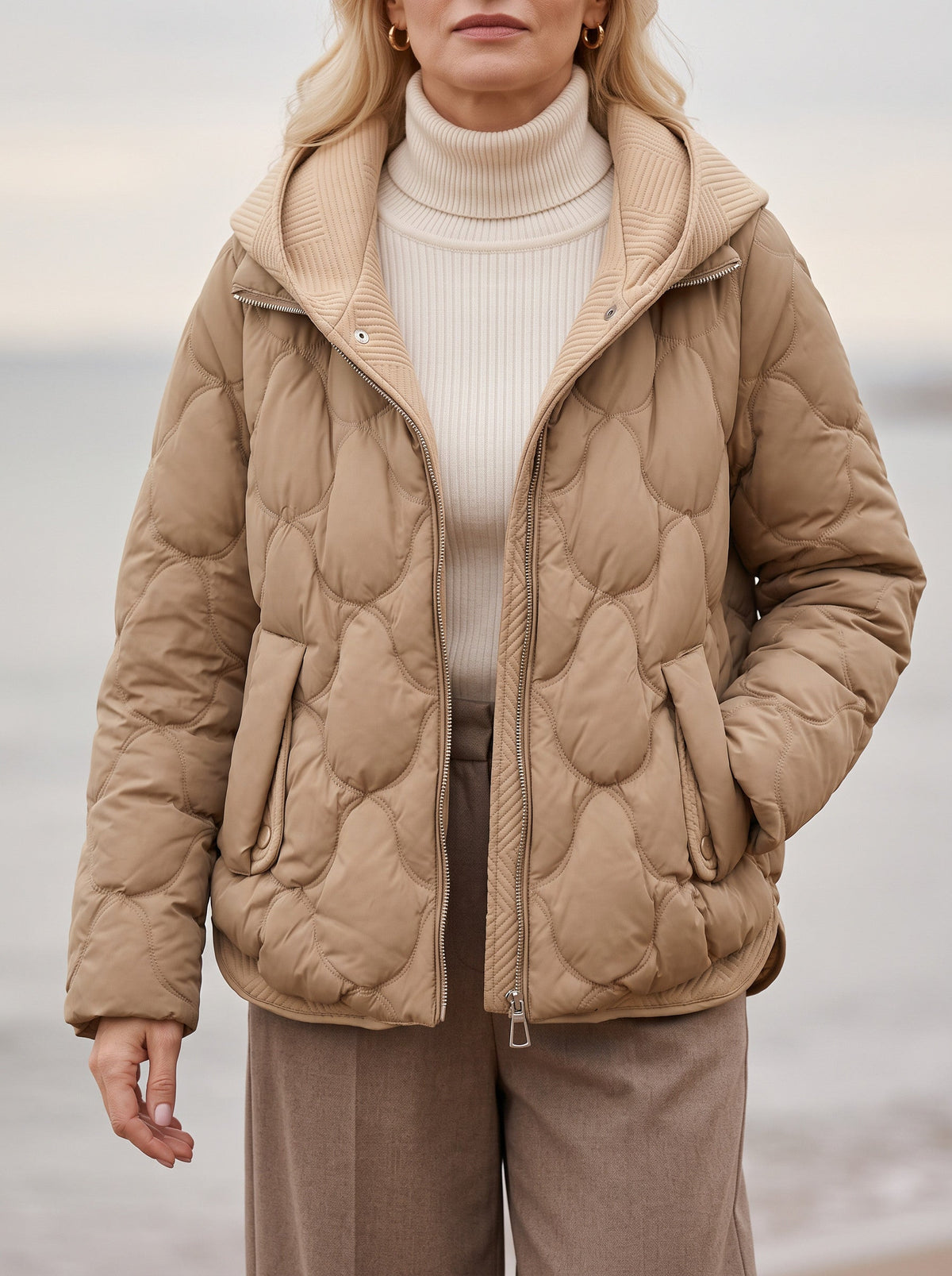 Scalve Quilted Padded Hooded Jacket – Women Padded Coat Ladies Quilted Jacket Casual Winter Outerwear