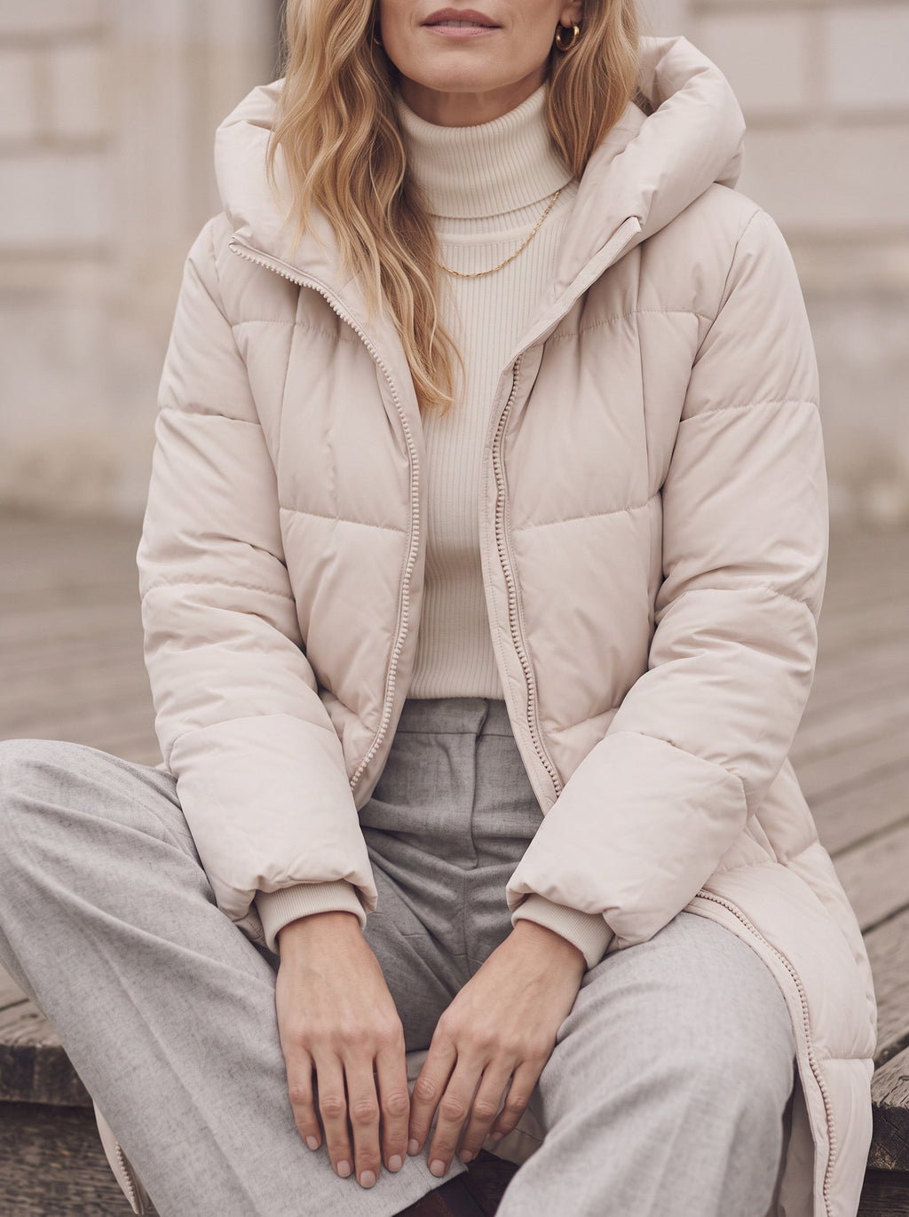 Chanquilten Hooded Longline Puffer Jacket – Padded Winter Women Warm Casual Everyday Coat Jacket