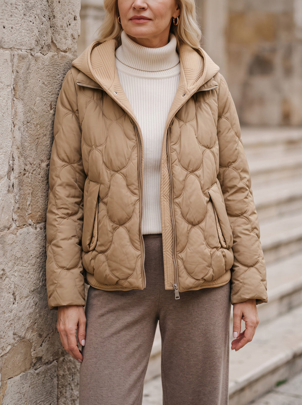 Scalve Quilted Padded Hooded Jacket – Women Padded Coat Ladies Quilted Jacket Casual Winter Outerwear