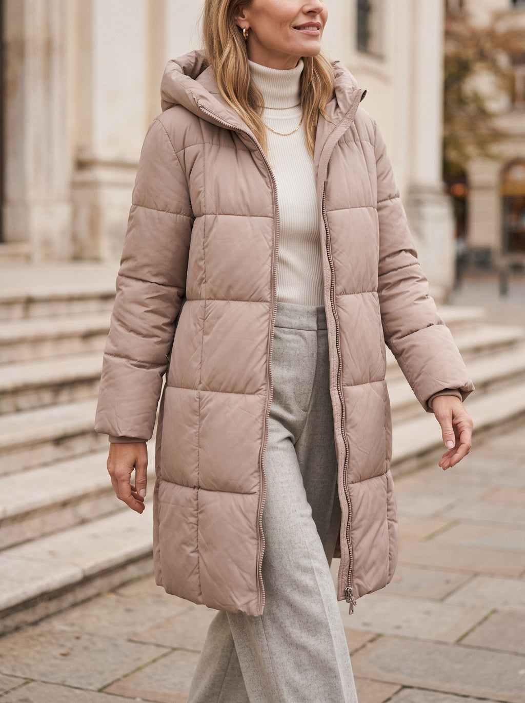 Chanquilten Hooded Longline Puffer Jacket – Padded Winter Women Warm Casual Everyday Coat Jacket