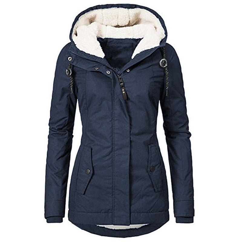 Quilven Faux Fur Hooded Parka – Women Longline Winter Coat Casual Outdoor Warm Parka Jacket