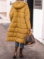 Quilchanne Sherpa-Lined Longline Puffer Coat – Quilted Hooded Women Puffer Jacket Winter Casual Outdoor Teddy Fleece Longline Coat