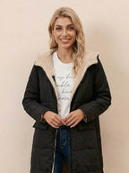 Quilchanne Sherpa-Lined Longline Puffer Coat – Quilted Hooded Women Puffer Jacket Winter Casual Outdoor Teddy Fleece Longline Coat
