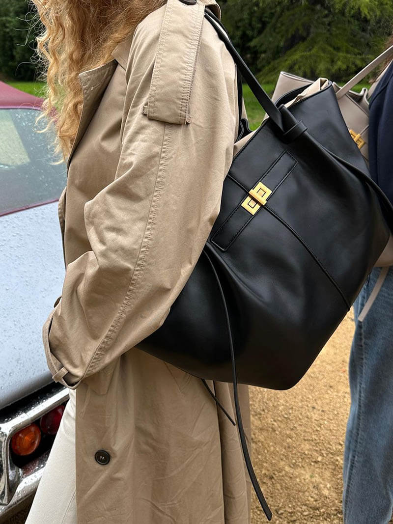 Turnloque Structured Faux Leather Shopper Bag – Women Tote Shoulder Bag Office Work Everyday Large Handbag