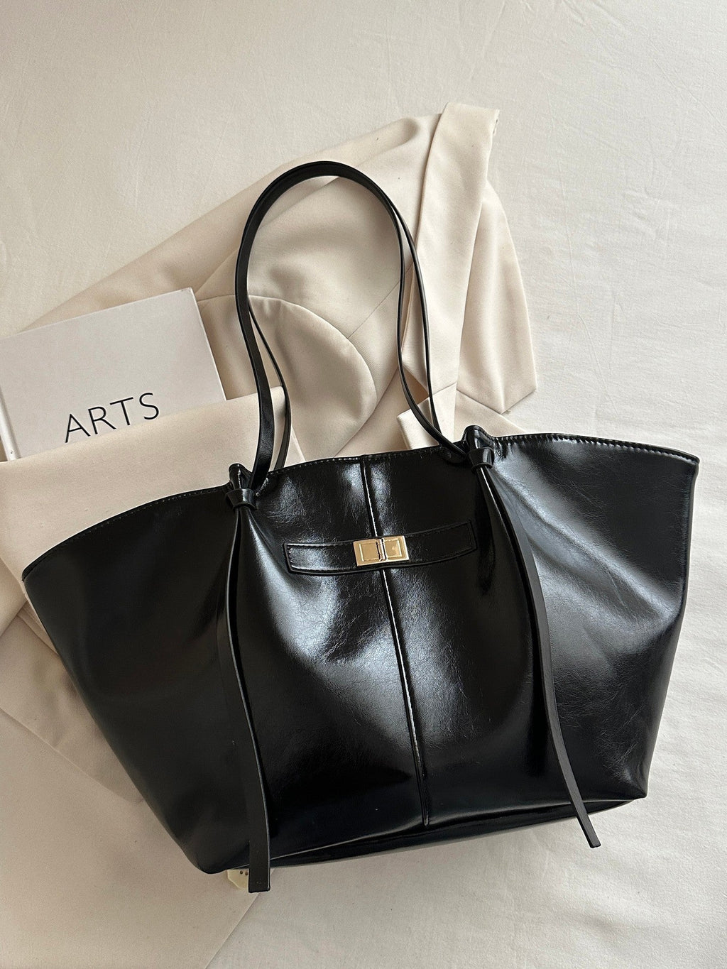 Turnloque Structured Faux Leather Shopper Bag – Women Tote Shoulder Bag Office Work Everyday Large Handbag