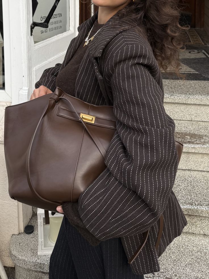 Turnloque Structured Faux Leather Shopper Bag – Women Tote Shoulder Bag Office Work Everyday Large Handbag