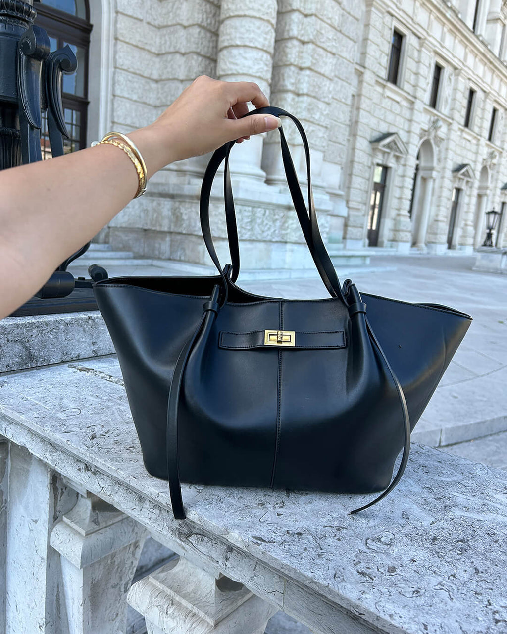 Turnloque Structured Faux Leather Shopper Bag – Women Tote Shoulder Bag Office Work Everyday Large Handbag