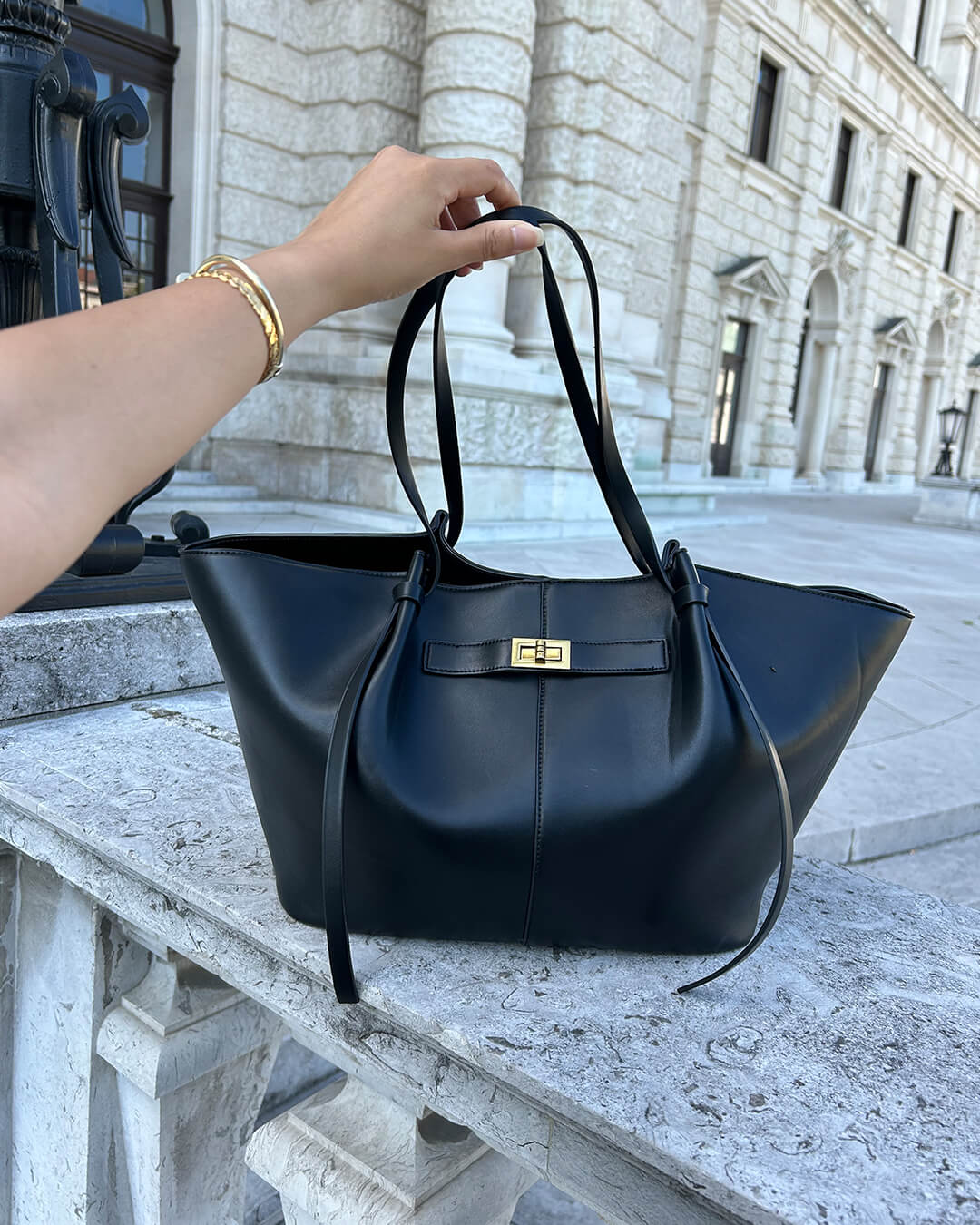 Turnloque Structured Faux Leather Shopper Bag – Women Tote Shoulder Bag Office Work Everyday Large Handbag