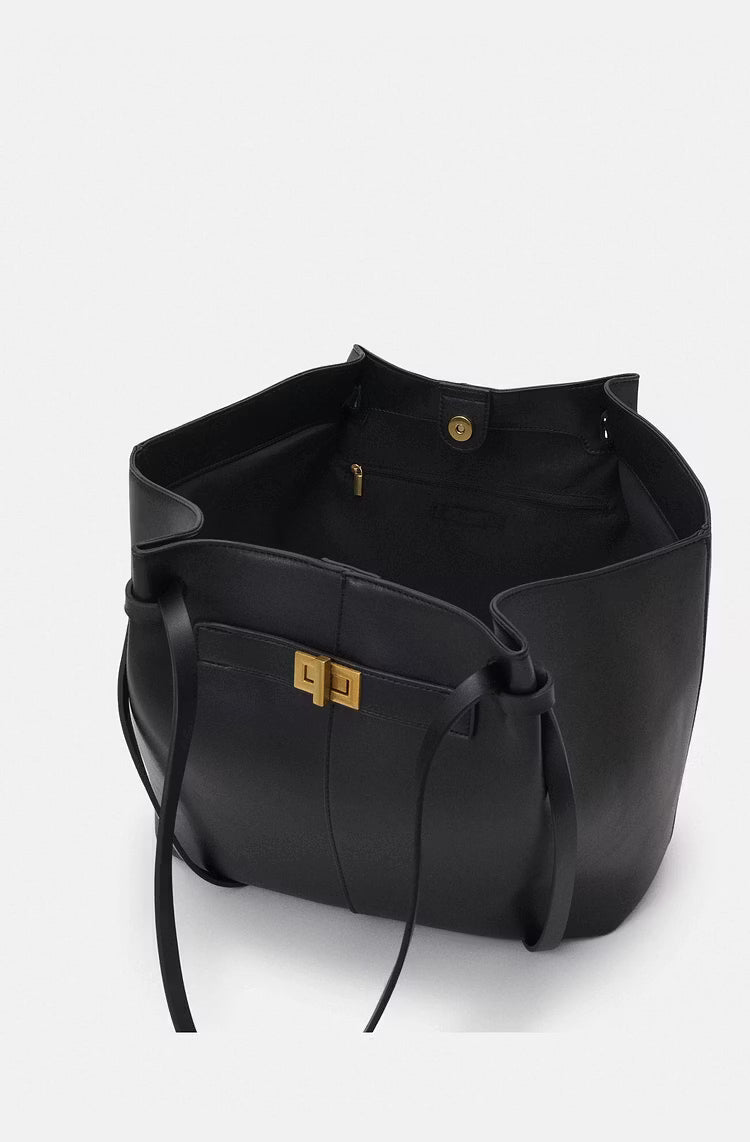 Turnloque Structured Faux Leather Shopper Bag – Women Tote Shoulder Bag Office Work Everyday Large Handbag