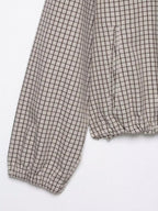Gridelle Plaid Hooded Crop Jacket – Oversized Zip-Up Women Casual Autumn Streetwear Hooded Crop Jacket