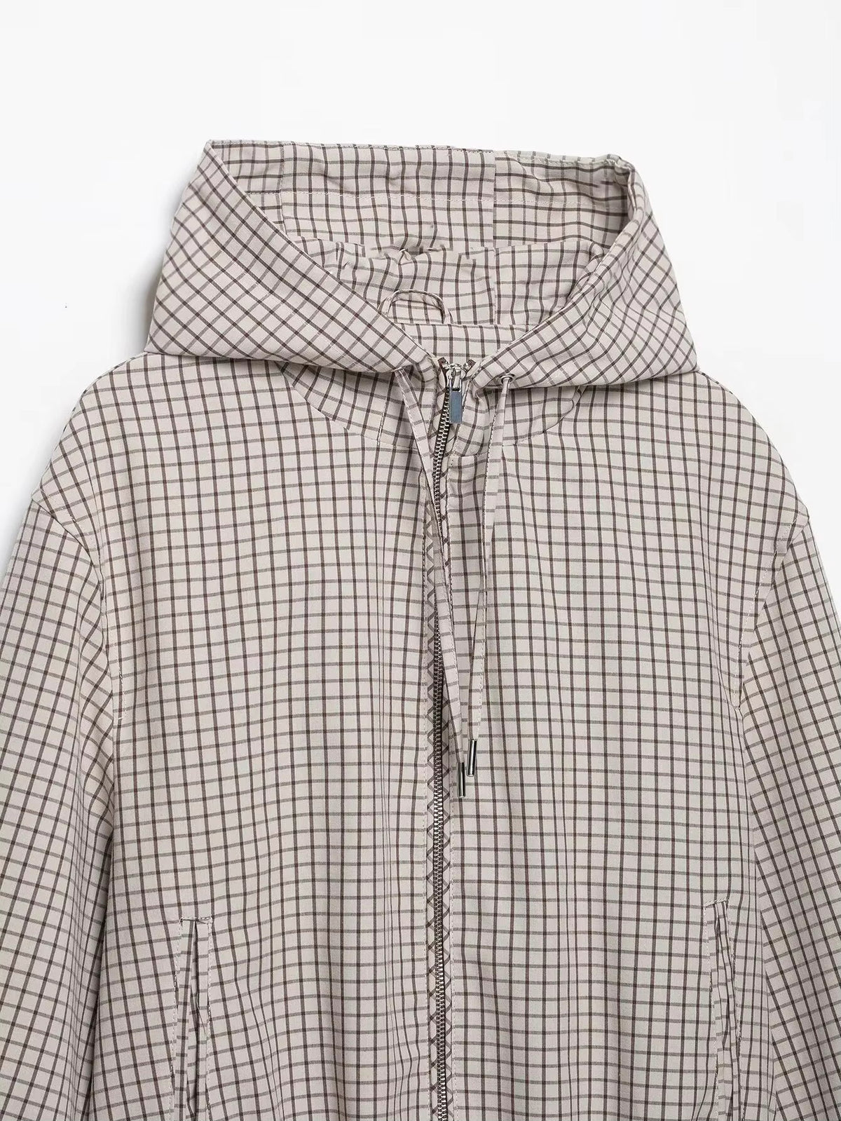 Cinchara Checked Cropped Puffer Jacket – Checkered Padded Women Streetwear Casual Hooded Crop Jacket