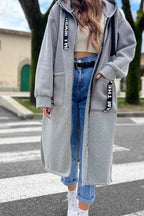 Tapdrem Longline Hooded Zip Jacket – Women Oversized Casual Streetwear Autumn Hooded Longline Jacket
