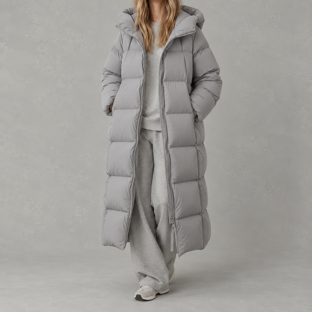 Chanquil Hooded Longline Puffer Coat – Women Oversized Padded Winter Warm Casual Puffer Coat