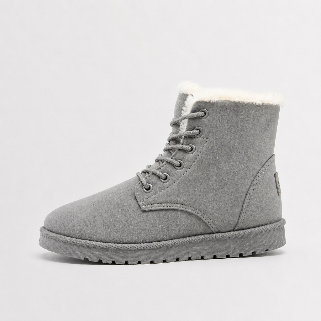 Sherafluff Lace-Up Ankle Boots – Warm Winter Snow Women Casual Flat Platform Ankle Boots