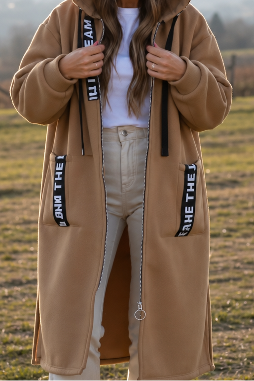 Tapdrem Longline Hooded Zip Jacket – Women Oversized Casual Streetwear Autumn Hooded Longline Jacket