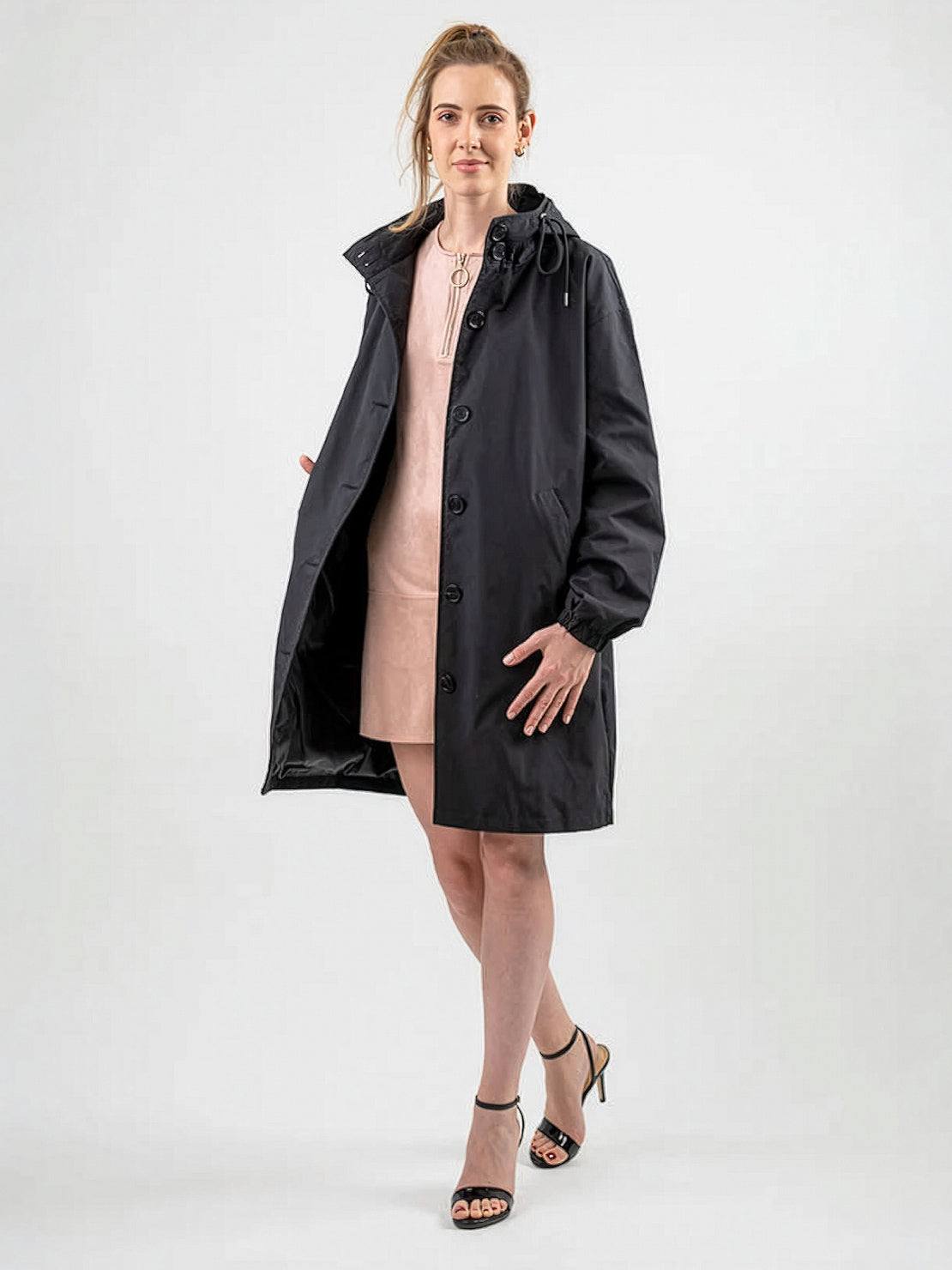 Longlynn Longline Hooded Coat – Oversized Water Resistant Women Casual Windbreaker Rain Jacket