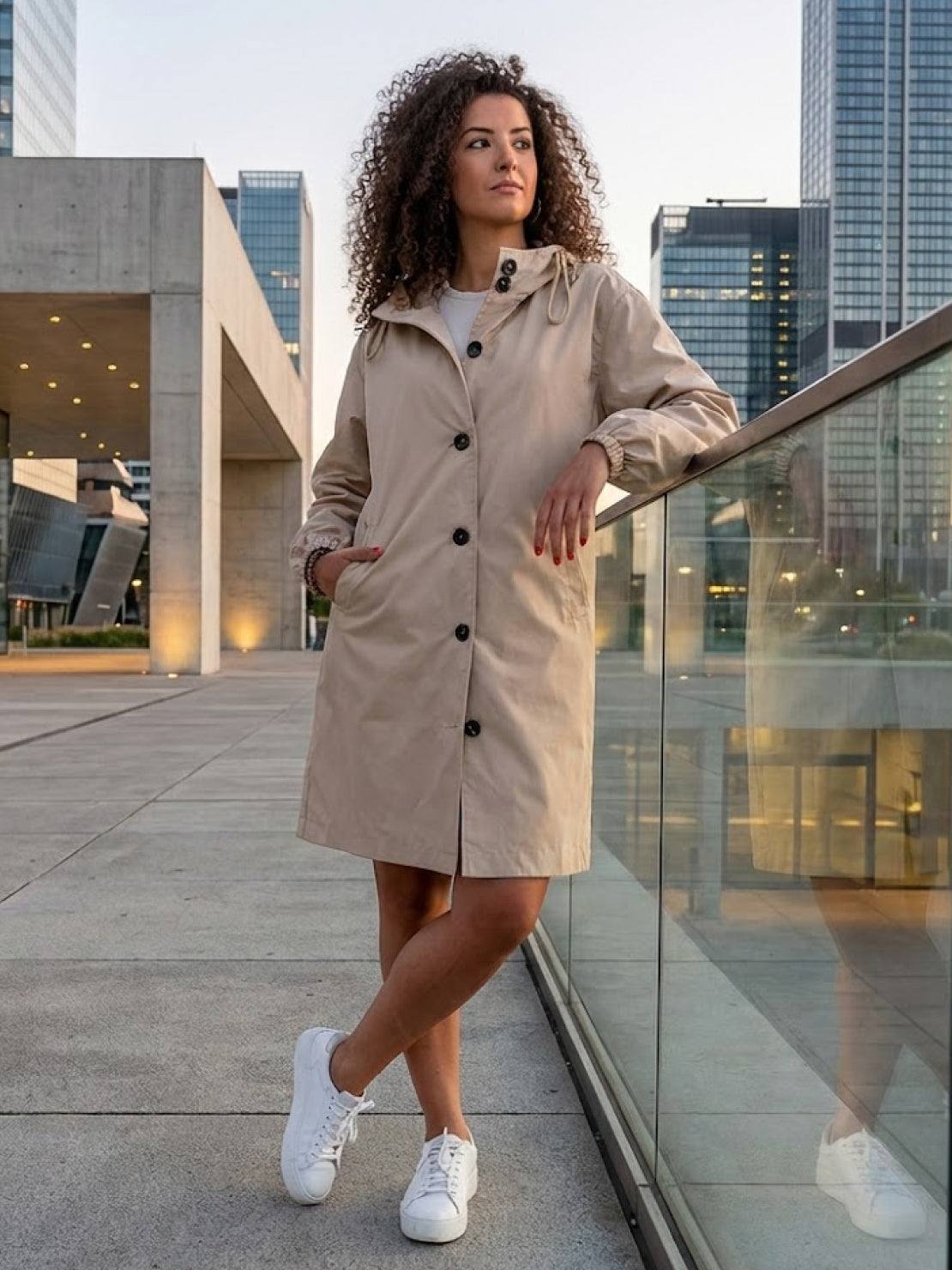 Longlynn Longline Hooded Coat – Oversized Water Resistant Women Casual Windbreaker Rain Jacket
