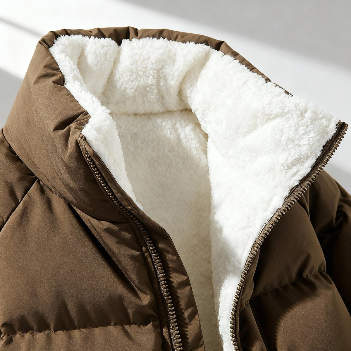 Quilten Oversized Cropped Puffer Jacket – Quilted Winter Women Puffer Coat Sherpa Lined Casual Streetwear