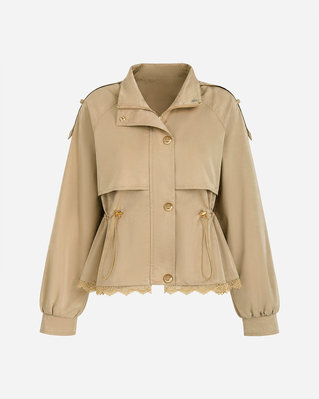 Lacrime Cropped Utility Field Jacket – Women Casual Autumn Cargo Drawstring Crop Jacket
