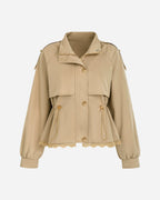 Lacrime Cropped Utility Field Jacket – Women Casual Autumn Cargo Drawstring Crop Jacket