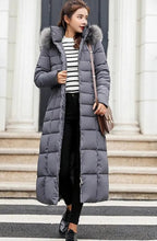 Quilgrid Belted Faux Fur Hood Long Puffer Coat – Women Quilted Winter Outerwear Longline Padded Coat