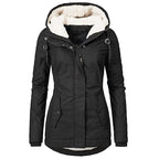 Quilven Faux Fur Hooded Parka – Women Longline Winter Coat Casual Outdoor Warm Parka Jacket